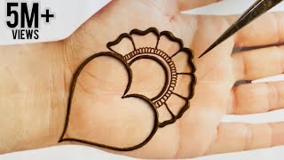 Very Easy Simple Heart Shape Arabic Mehndi Design For Hands Simple Mehendi designMehandi ka Design [upl. by Dene]