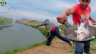 Pesca de Mojarras Grandes en Río con Atarraya  Pesca y Cocina al Aire Libre [upl. by Donnenfeld]