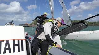 Nacra 17 Sailing  How to support a catamaran from a RIB [upl. by Annaynek]