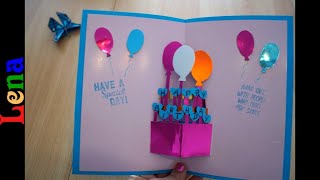 3D Karte zum Geburtstag basteln mit Lena  Handmade Birthday Greeting Card [upl. by Nerat978]