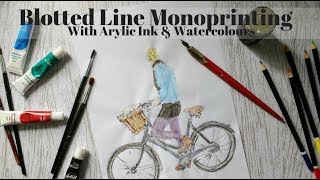 Blotted Line Monoprinting with acrylic ink amp water colours  Skillshare Class Trailer [upl. by Aikrehs]