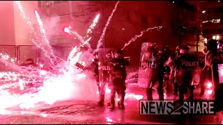 Portland Antifa face off with police on NYE declared riot [upl. by Silvano]