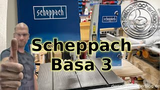 Scheppach Basa 3 Bandsäge Aufbau Einstellung und Härtetest mit Hartholz Anleitung Unboxing [upl. by Yelhak]