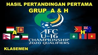 HASIL PERTANDINGAN PERTAMA KUALIFIKASI PIALA AFC U 16 GRUP A DAN H  KUALIFIKASI PIALA AFC U 16 2020 [upl. by Smitt]