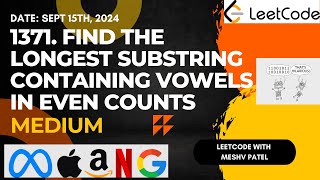 1371 Find the Longest Substring Containing Vowels in Even Counts  Leetcode Daily Challenge  JAVA [upl. by Nashom531]