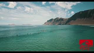 Red Star Surf amp Yoga Camp in Famara Lanzarote Canary Islands Spain  Drone 4k by Gia Ventura [upl. by Nreval]