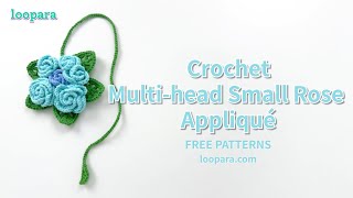 Crochet Multi Head Rose Applique  Free Pattern [upl. by Noral]