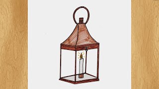 How to Draw a Lantern I Lantern Drawing Tutorial [upl. by Grani]