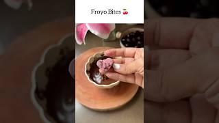 Frozen Yogurt Bites coated in dark chocolate healthysnack recipe dessertrecipe recipeoftheday [upl. by Narud]