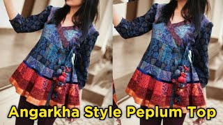 how to make angarkha style peplum top cutting and stitching very easy  top cutting and stitching [upl. by Karlie]