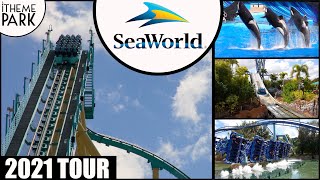 SeaWorld Orlando 2021 4K Tour and Overview  Detailed Theme Park Tour Orlando Florida Coasters 60fps [upl. by Adorl]