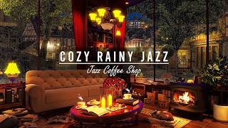 Cozy Rainy Jazz Night at 4K Coffee Shop ☕ Relaxing Jazz Music [upl. by Naerb745]