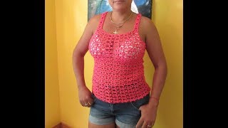 Crochet camiseta o blusa de verano con punto fantasia 4 [upl. by Akerdnahs541]