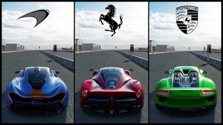 Assetto Corsa Drag Race  Mclaren P1 Vs Ferrari Laferrari Vs Porsche 918 Spyder at Special Route X [upl. by Tarrah]