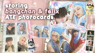 ♡₊˚🍀 ₊✧ storing stray kids bangchan amp felix ATE photocards [upl. by Nairbal]