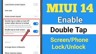 miui 14 enable double tap to lockunlock screen any redmipoco  hyper os double tap lock screen [upl. by Arraes]