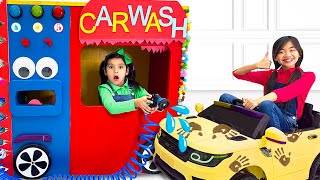 Slippery Soapy Car Wash Kids vs Machines with Ellie Lyndon and Charlotte [upl. by Florence]