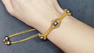 Pulseira Macrame com Miçangas Pérola PrataMacrame Bracelet Tutorial ✨😊 [upl. by Eleph]