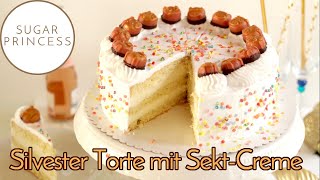 Leckere Silvestertorte mit Sektcreme backen Neujahrstorte SektTorte  Rezept von Sugarprincess [upl. by Esilahc]