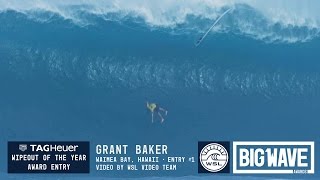 Grant Baker at Waimea Bay 1  2016 TAG Heuer Wipeout of the Year Entry  WSL Big Wave Awards [upl. by Boylan]