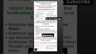 71draftsman uksssc Recruitment 2024 draftsman uksssc newvacancy shortsfeed [upl. by Alrich]