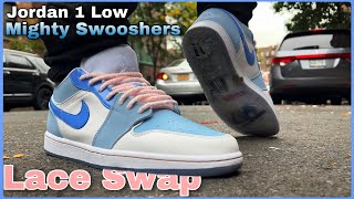 Jordan 1 Low Mighty Swooshers  LACE SWAP [upl. by Christoper]