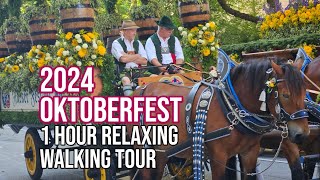 Oktoberfest 2024 Munich Germany  1 Hour Walking Tour  Opening Ceremony Horses  September 21 [upl. by Richardo]