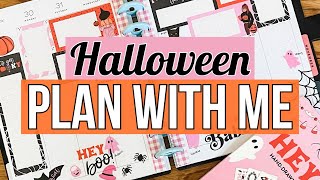 Halloween Plan With Me Classic Happy Planner Vertical Lined Layout  Rongrong Hey Boo Sticker Book [upl. by Repsihw]