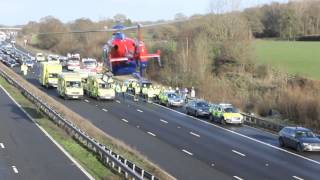 Air Ambulance taking off from the M5 at Tiverton [upl. by Aihsena]