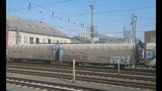 2016 0710 mit einem kranzug und einem gemischten Güterzug und einen Baufahrzeug in Linz am 592024 [upl. by Adnauqahs272]