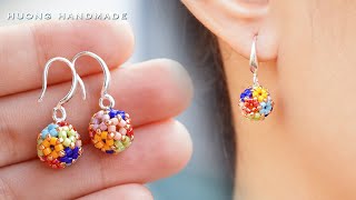 Multicolor beaded bead earrings How to make beaded earring Beading tutorial [upl. by Lupiv953]