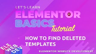 How to find deleted templates in Elementor [upl. by Danzig62]