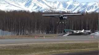 Experimental Mega Extended Gear Cub Noses Over Landing at Lake Hood Strip [upl. by Gross]