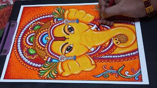 Lord Ganesh  Kerala Mural Painting Tutorial [upl. by Oigufer]