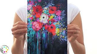 How to Paint Flowers  Acrylic Painting Tutorial [upl. by Disharoon]