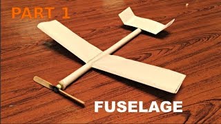 PART 1 How to make a rubber band powered plane with paper fuselage and propeller assembly [upl. by Appledorf]