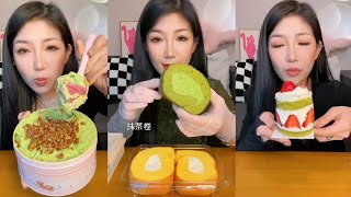 Dessert AsmrMatcha CakeRoll CakeTiramisu CakeMini Cream BunCheese CakeEating Container Cake [upl. by Madson]