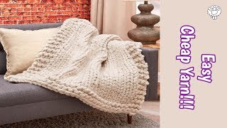 How To Knit A Chunky Knit Blanket Cheap Yarn [upl. by Cordelie]