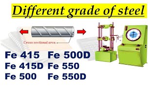 Grade of Steel bar  FE 415DFE 415FE 500FE 500D  Yield StrengthTensile StrengthElongation [upl. by Lilla]