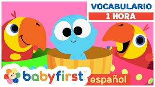 Primeras Palabras para Bebes en Español  Huevos Surpresas con Larry el Loro  Baby First Español [upl. by Aleacim]