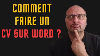 comment faire un cv sur word rapidement  exemple bon cv [upl. by Sassan279]