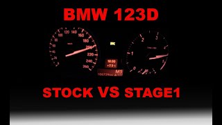 BMW 123d stage 1 vs stock acceleration 0100 and 0200 [upl. by Anbul]