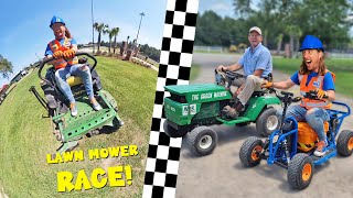 Lawn Mower Race with Handyman Hal  Lawn Mower for Kids [upl. by Waddell969]