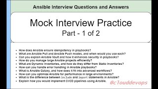 Ansible Interview Questions and Answers  1 [upl. by Ennyleuqcaj]