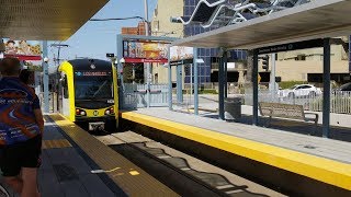 LA Metro Rail Expo Line Train Arrives at Santa Monica Downtown Station [upl. by Leddy]