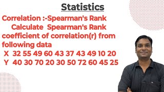 Correlation Spearmans Rank Example3 Calculate Spearmans Rank coefficient of correlationr [upl. by Holzman]