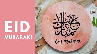 EID MUBARAK  Eid Mubarak Arabic Calligraphy  Acrylics on canvas✨ [upl. by Yraht]