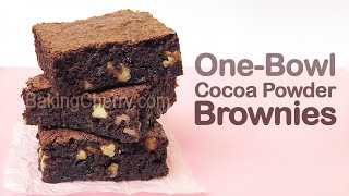 5Minute OneBowl Cocoa Powder Brownies  The Best Fudgy Brownies Recipe  Baking Cherry [upl. by Snashall]