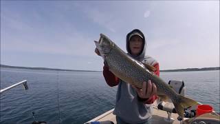 Chasing Lakers Lake Trout Fishing Little Traverse Bay [upl. by Swee]