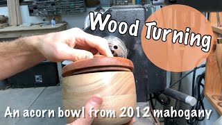 Wood turning a bowl amp lid from recycled mahogany [upl. by Ob]